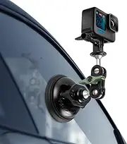 REYGEAK Heavy Duty Suction Cup Mount with 360° Ballhead Magic Arm Double Ball Head Adapter for GoPro Insta360 DSLR Mirrorless Camera(Extra Large)