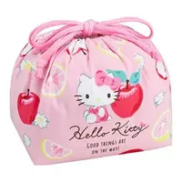 在飛比找Yahoo奇摩購物中心優惠-小禮堂 Hello Kitty 棉質束口便當袋 (粉蘋果款)