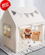 Large Kids Play Tent, Mat, Star Lights & Windows Playhouse Boys Girls Aged 3+