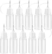 10PCS Needle Tip Applicator Bottles, Precision Tip Applicator Bottles, 10 ml Liquid Dropper Filling Bottles, Squeeze Bottles for Acrylic Painting Quilling Alcohol Ink DIY Quilling Tool(Milky)