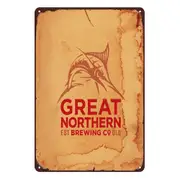 2x Beer Great Northern Est Breweing Cold Rustic Metal Sign Vintage Tin Garage