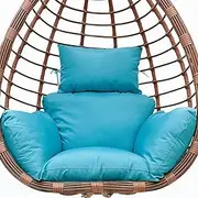 Srutirbo Swing Egg Cushion Replacement, Outdoor Hanging Basket Seat Cushion Pillow, Foldable Hanging Egg Chair Back Cushions with Headrest Pillow (Sky blue)
