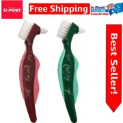 2-Pack Portable Double-Sided Denture Brushes with Hard Bristles for All Gaps