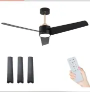45.67 in. 3-Blade Smart Indoor Black Ceiling Fan with LED Light and Remote...