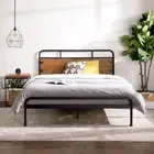 Metal Bed Frame Queen with Pine Wood Headboard - Zinus Santa Fe
