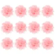 12-Pack Chiffon Flowers 2.76 x 2.76" Fabric Flowers for Craft [Bright Pink]