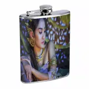 Thai Pin Up Girls D 4 Flask 8oz Stainless Steel Hip Drinking Whiskey