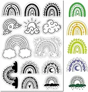 CRASPIRE Rainbows Clear Rubber Stamps, Sun, Clouds, Moon, Stars, Loves, Heart, Transparent Poststamp, Silicone Seals, Stamp, DIY, Scrapbooking, Paper Craft, Photo Album, Decorative