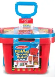 Melissa & Doug Fill and Roll Grocery Basket Play Set With Play Food Boxes