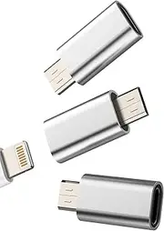 Lightning Female to Micro USB Male Charger Converter (3 Pack) for Apple for iPhone Charging Cable Adapter Android Data Transfer Connector Compatible with Samsung Galaxy S6 S7 Edge+ Active Note 4 5