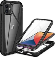 360 Full Body Screen Protector Transparent Case for iPhone 12 11 13 14Pro Max X XSMAX XS XR 6 7 8 Plus SE Shockproof Phone Cover,Black,for iPhone SE2022