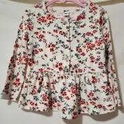 Old Navy Cream with floral pattern half button top 4t