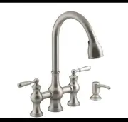 Kohler Capilano R21070-SD-VS Pull-Down Bridge Kitchen Faucet - Vibrant Stainless