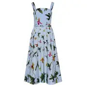 [Oscar de la Renta] Orchids Cotton Poplin Full Dress
