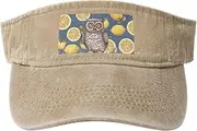 [RLDOBOFE] Sun Visor Hat Adjustable Empty Top Baseball Cap Lemon and owl Sun Hats for Women Men Sports Hats Summer Beach Cap