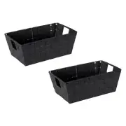 Small Shelf Woven Strap Tote | Decorative Storage Basket | Built in Handles |...