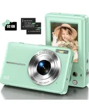 Digital Camera, 44MP, 1080P FHD, 16X Zoom, Green/Purple