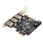 USA 4 Ports USB 3.0 PCI-E Express Interface Card Standard Height Bracket for PC