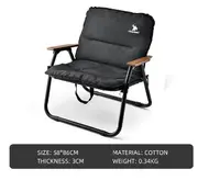 Camping Chair Portable Folding Kermit Chair Wool Cushion Travel Wood Chair Outdoor Picnic Relax Fishing Chair Sofa Cushion Single person black