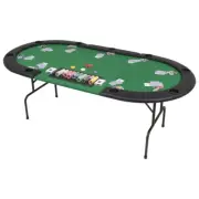 9-Player Folding Poker Table 3 Fold Oval Green Game Casino Tabletop vidaXL