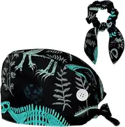 [YTYVAGT] Scrub Caps Women,Scrub Hats Suitable for Women,Animal Bones Dinosaur Skeletons