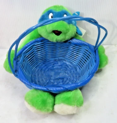 Vintage Plush Ninja Turtles Leonardo Easter Basket blue new
