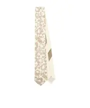 printed silk tie One size White