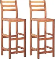 Bar Chairs 2 pcs Solid Acacia Wood,Table & Bar Stools 12KG-46314
