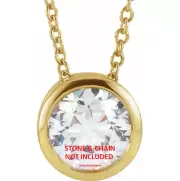 5.8mm 3/4ct Solid 18k Yellow Gold Round Bezel SLIDE PENDANT Mounting Setting USA