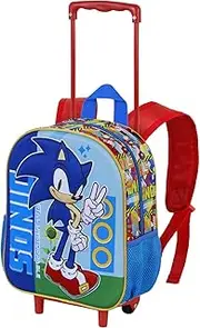 [Sonic The Hedgehog - SEGA] Unstoppable Small 3D Wheeled Backpack Blue 26x34cm Capacity 7L, Blue Sonic, Einheitsgröße, Small 3D Backpack with Wheels