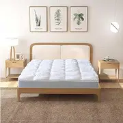 Royal Comfort Mattress Topper Underlay 1000GSM Bamboo Blend Breathable Luxury Comfort 5cm Gusset 45cm Skirt Design (Queen, White)