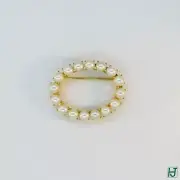 Brand New Oval shaped Brooch with 16 6mm Cultured Pearls in 14k Yellow Gold