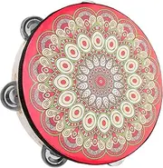 TEMPNAP Tambourine Hand Drum Percussion Drums Adult Handheld Rhythm Musical Stainless Steel Red