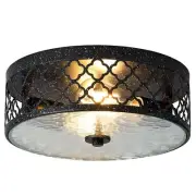 Rustic Ceiling Light Fixtures, 12" Black Flush Mount Ceiling Light Fixture in...