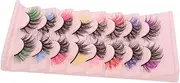 Healeved 8 Pairs Colored Cluster Lashes Fluffy DIY Eyelash Extensions for Cosplay Dress Up Dramatic Look Easy to Apply for All Occasions