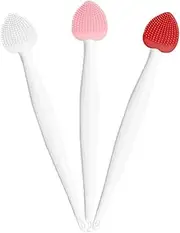 Lip Scrub Brush, Lip Scrub Lip Exfoliator Brush, Silicone Lip Brush Lip Scrubber Exfoliator Tool Lip Lightening for Dark Lips Double-Sided Lip Brush 3 PCS