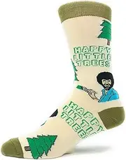 [JYinstyle] Men's Novelty Crew Socks, Funny Socks for Bob Ross, Crazy Socks, Casual Dress Cotton Socks