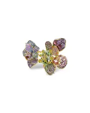Swarovski Idyllia Multicolor Crystal Flower Open Statement Ring