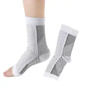 Neuropathy Compression Ankle Arch Support Socks Running Sport Breathable Sock TAO White L XL