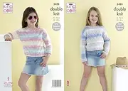 King Cole Girls Double Knitting Pattern Easy Textured Long or 3/4 Sleeve Sweater (5423)