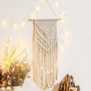 Long Leather Macrame Wall Hanging Tapestry Woven Bohemian For Home and Stores