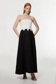 Soft Tailored Colourblock Bandeau Midi Dress