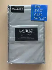 New Lauren Ralph Lauren Set of 2 Standard Pillowcases Khaki Green Dunham Sateen