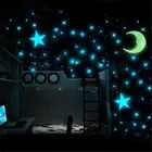 in Night Glow In The Dark Art Stickers Wall Sticker Blue Light Star and Moon
