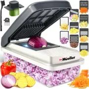 Mueller 9 Blade Vegetable Chopper Mandoline Slicer Cheese Grater White Sand/Grey