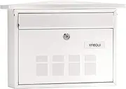 ARREGUI Deco E5701 Galvanised Steel Letterbox, Size M (DIN A4 Post), Horizontal Wall Letter Box for Outdoor Use, Post Box for Outdoor Use with Name Plate and Flap in White