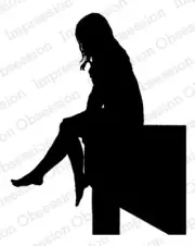 Dock Silhouette Girl Wood Mounted Rubber Stamp IMPRESSION OBSESSION E13667 New