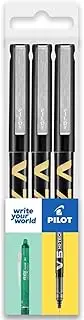 Pilot V7 Hi-Tecpoint Rollerball Pen - Liquid Ink - Medium 0.7mm Nib - Wallet of 3 (Black)