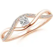 Solitaire Princess-Cut Diamond Infinity Swirl Promise Ring