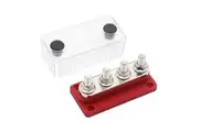 4 GANG 300A M8 Power Distribution Block Bus Bar Terminal Post Stud 12V Red Tin-Plated Copper Corrosion Protection Anti-galling Durable and Compatible Enhance Your RV Experience
